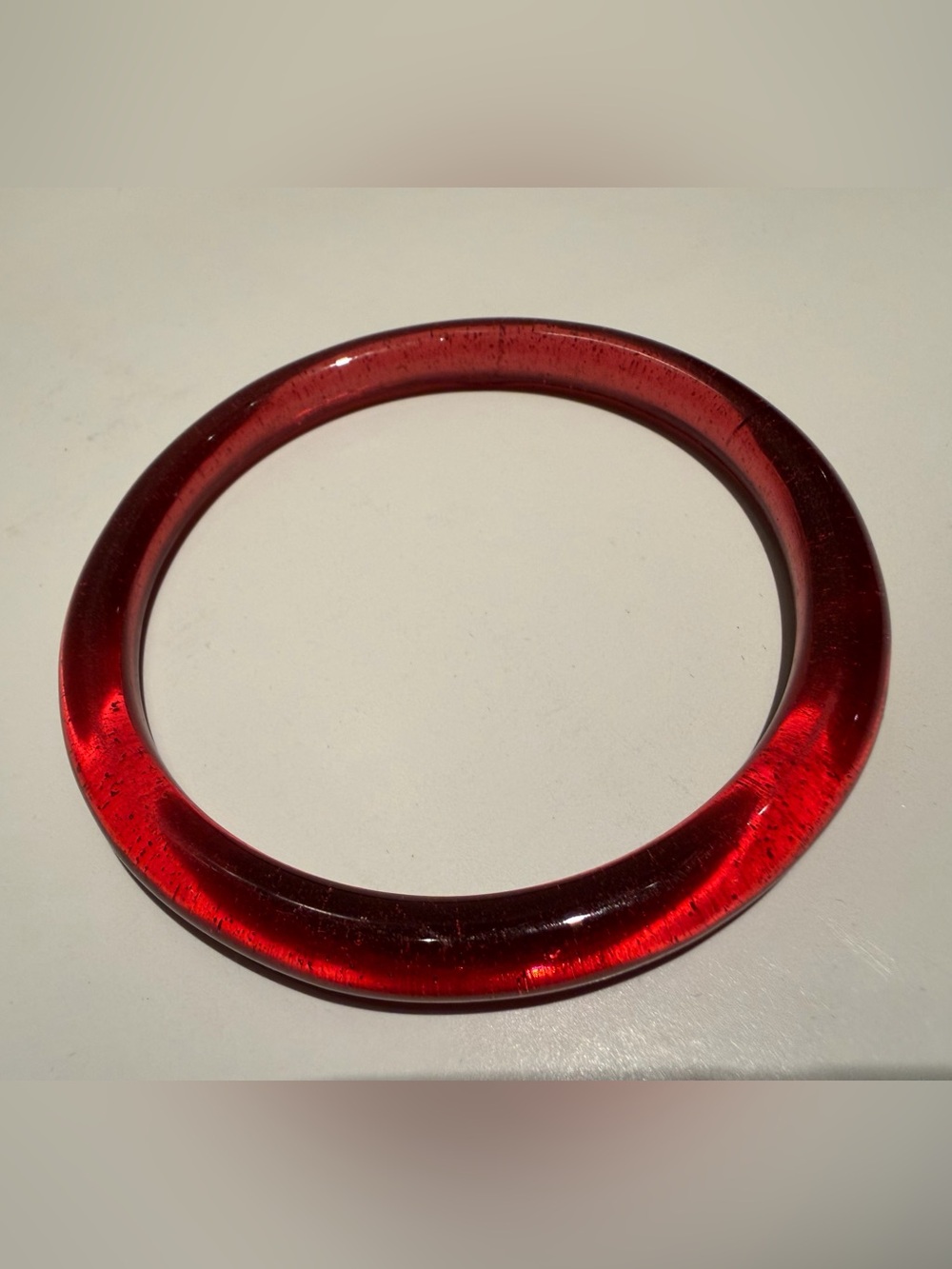 Vintage Mid Century Murano style Red Glass Bangle Bracelet